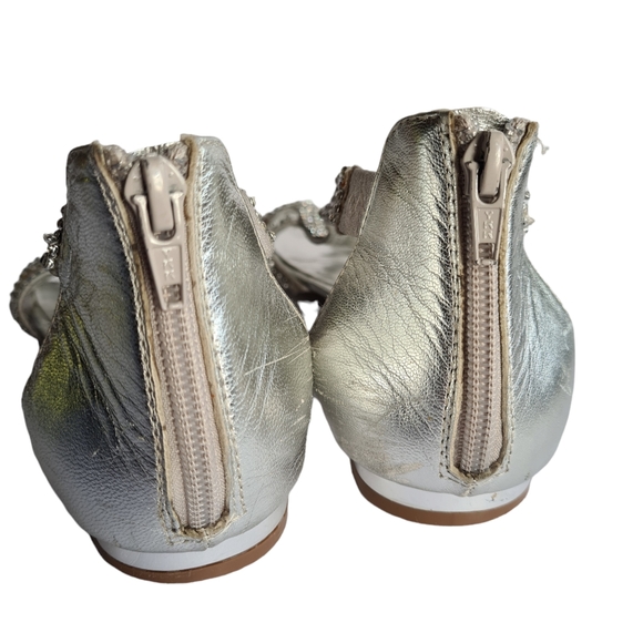 JO MERCER Size 6 Women's Silver Diamontes Leather Strappy Sandals Flats - Picture 5 of 16